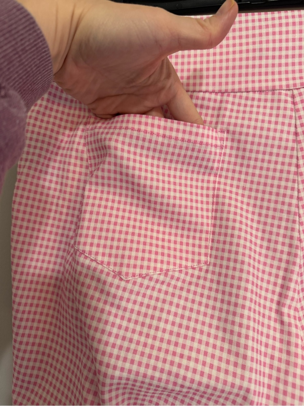 J. McLaughlin Pink and White Gingham Pull on Pants - Picture 5 of 6